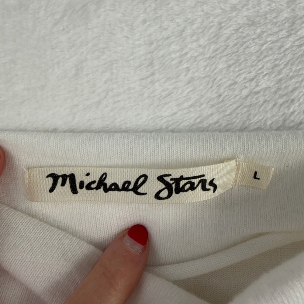 Michael Stars L Large Madison Brushed Jersey Long Sleeve Dolman Mock Neck White - Picture 5 of 12